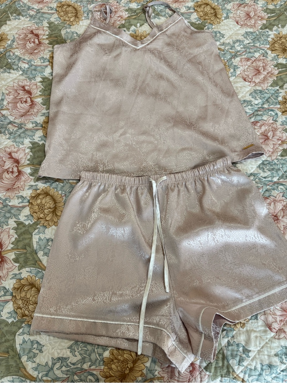 BCBG Satin Cami & Short Sleep Set in Dusty Blush